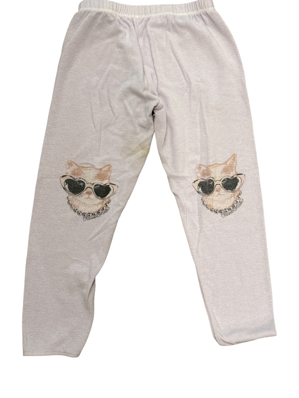 Lauren Moshi Girls Light Pink Cat Face Jogger Pants with Heart Sunglasses